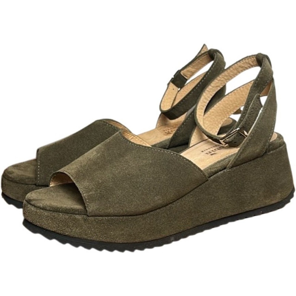 Anthropologie Farylrobin Harper Platform Heels Woman's size 6 | 36EU khaki green